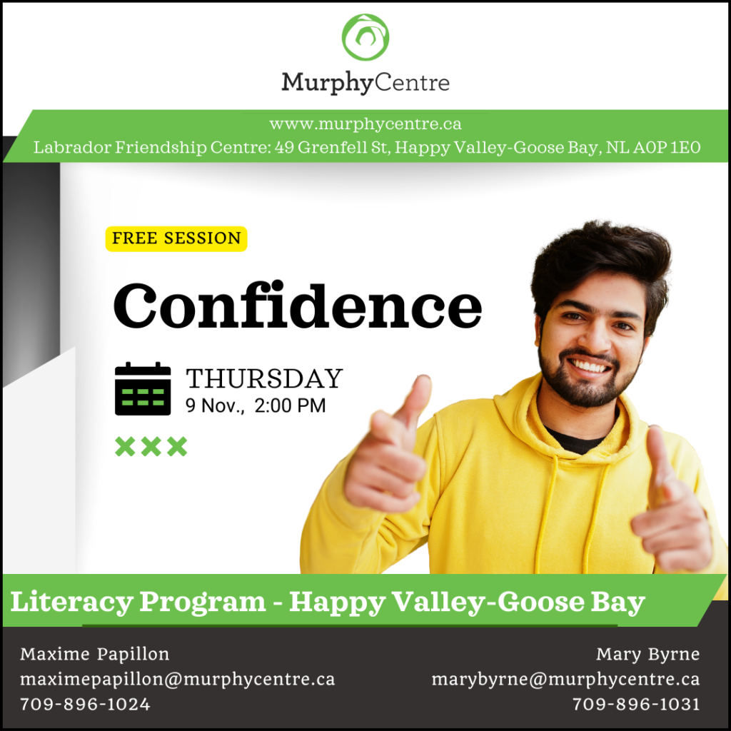 A man in his 20s with thumbs up showing confidence to represent a session on confidence taught by the murphy center on Thursday November 9th at 2 PM