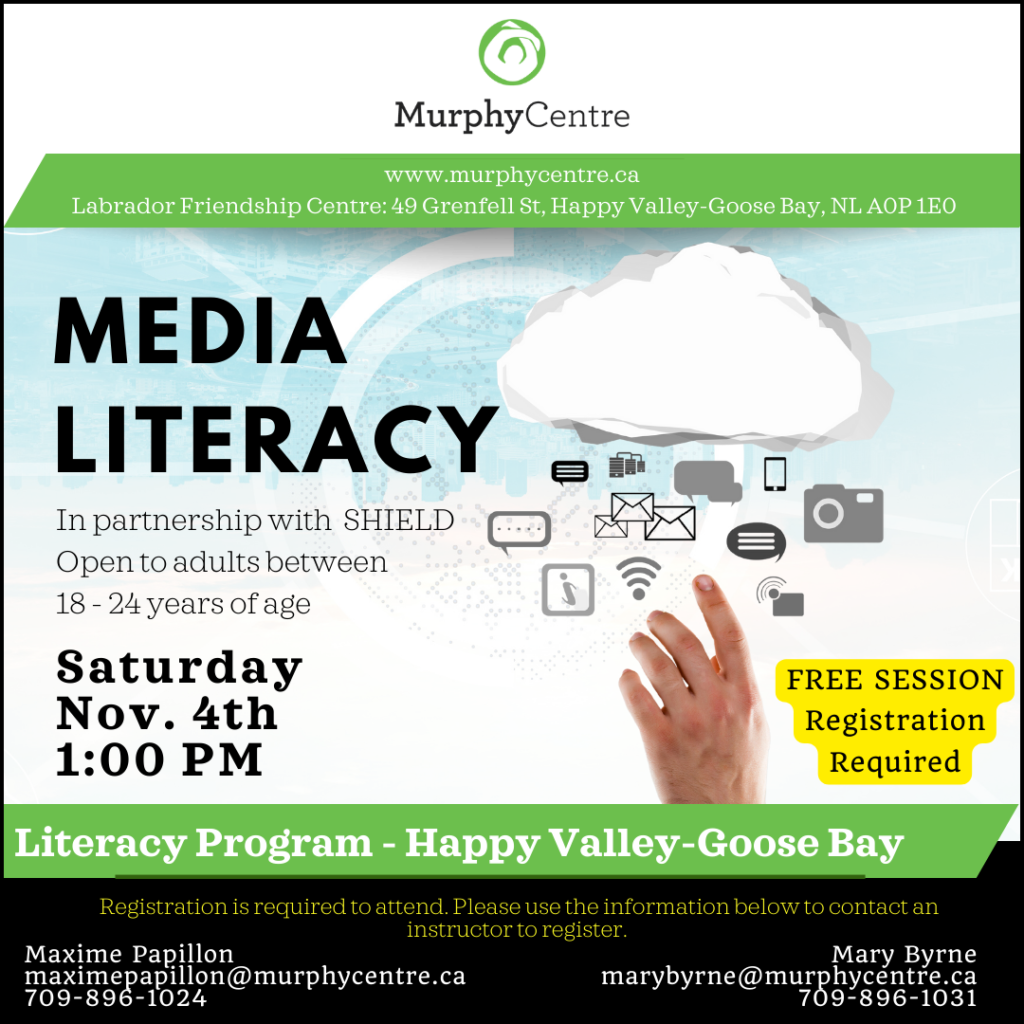 Hand reaching into digital cloud to illustrate a media literacy class taught by the Murphy Centre on Saturday November 4th at 1:00 PM